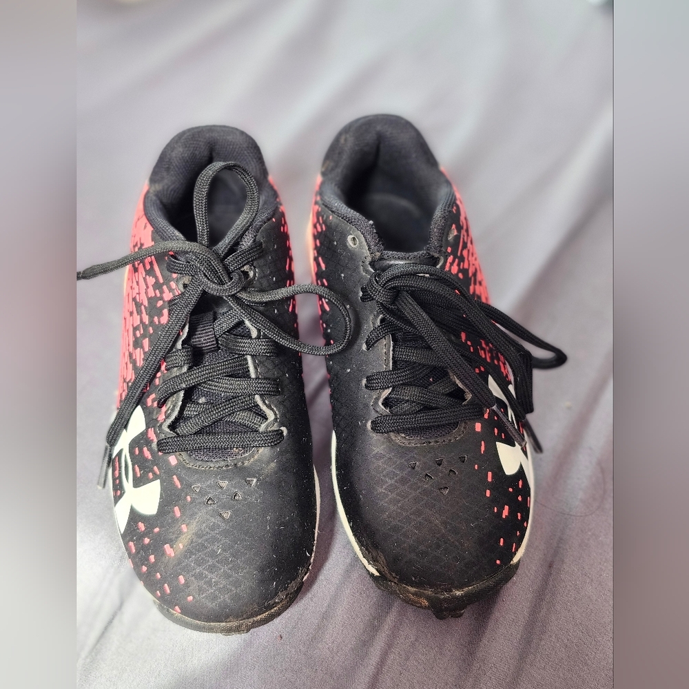 Under Armour Black and Pink Athletic Shoes Cleats